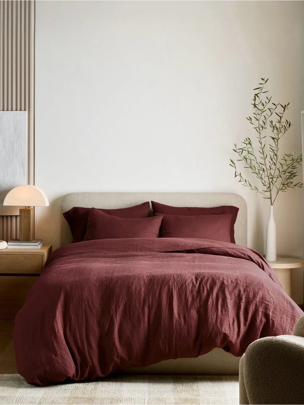 Burgundy European Linen Full/Queen Duvet - Retail $164 - Picture 3 of 9